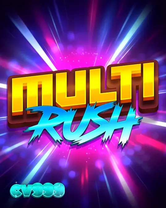 Multi Rush স্লট গেমের নিয়ন থিম এবং ফ্রুট সিম্বল
